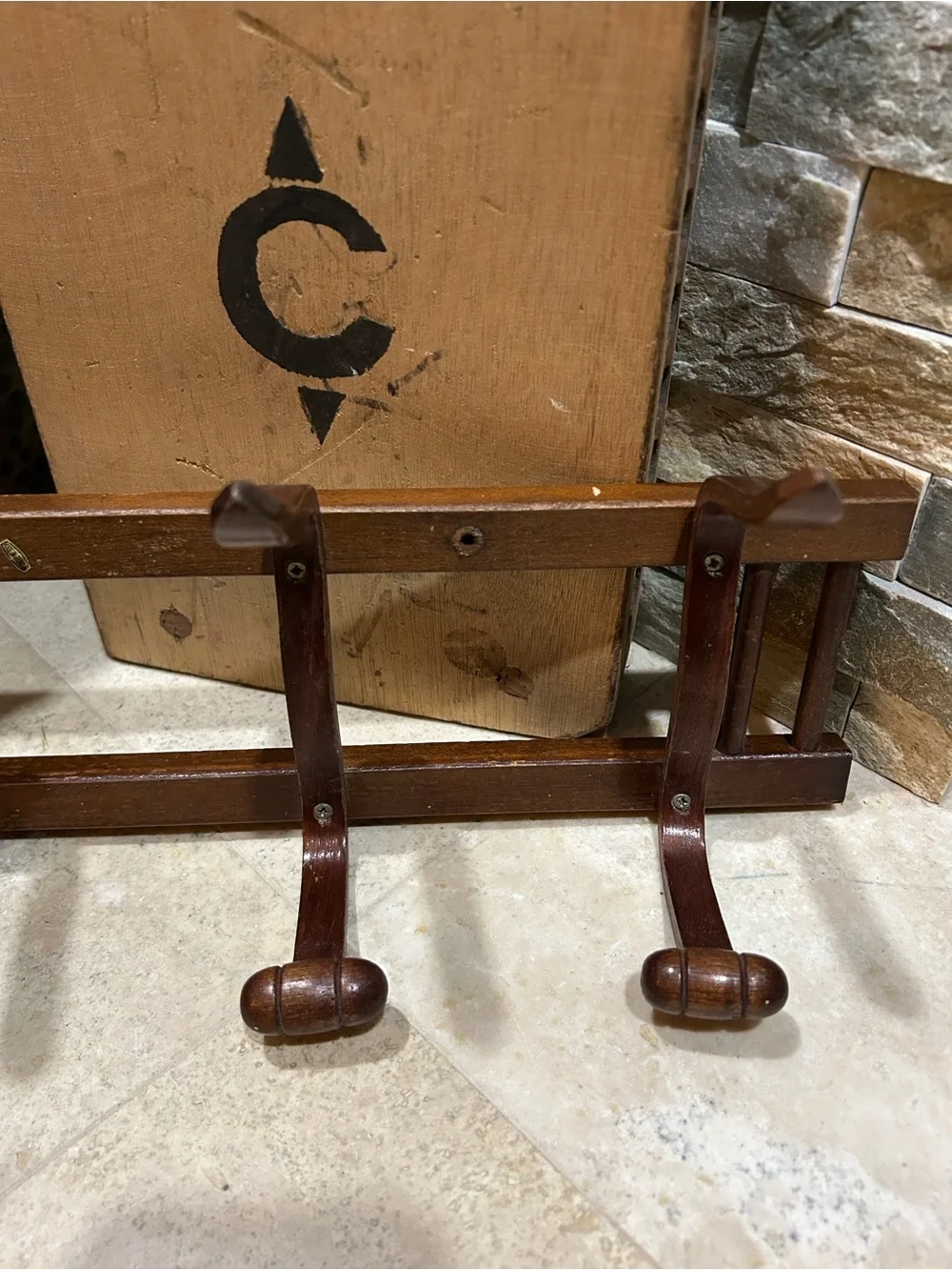 Vintage 1960s Thonet style wall mounted coat rack